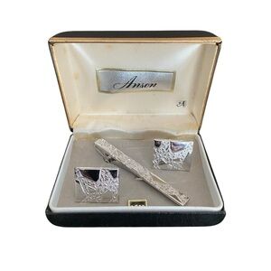 Vintage 1950s Cuff Link With Tie Bar Set 
Signed Anson